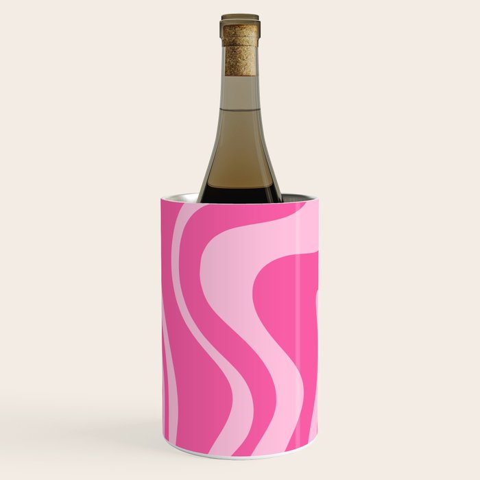 Retro Liquid Swirl Abstract Pattern in Y2K Pink on Pink Wine Chiller Gallery Image 2