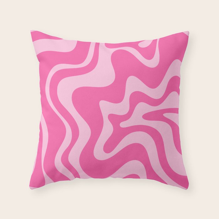 Retro Liquid Swirl Abstract Pattern in Y2K Pink on Pink Throw Pillow Gallery Image 6