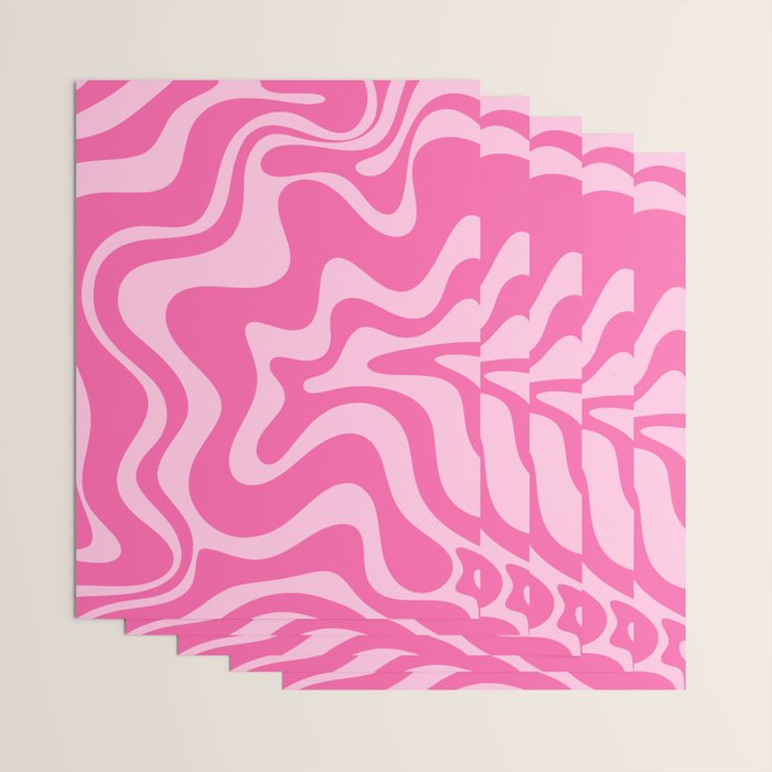 Retro Liquid Swirl Abstract Pattern in Y2K Pink on Pink Wrapping Paper Gallery Image 3