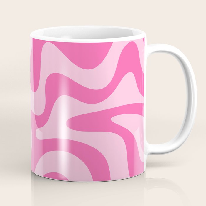 Retro Liquid Swirl Abstract Pattern in Y2K Pink on Pink Coffee Mug Gallery Image 1