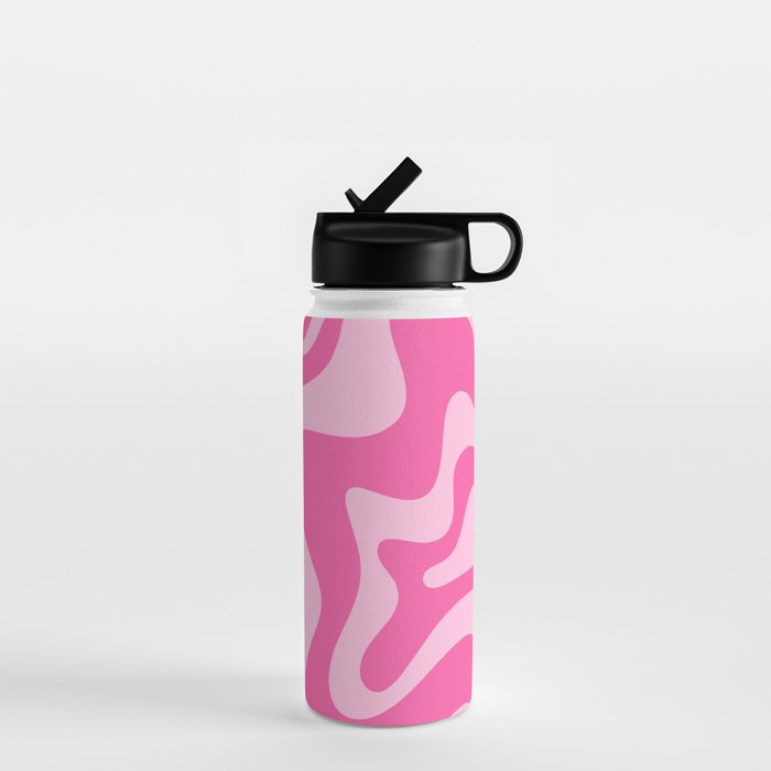 Retro Liquid Swirl Abstract Pattern in Y2K Pink on Pink Water Bottle Gallery Image 1