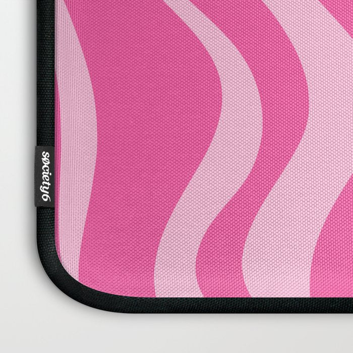 Retro Liquid Swirl Abstract Pattern in Y2K Pink on Pink Laptop Sleeve Gallery Image 3