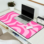 Retro Liquid Swirl Abstract Pattern in Y2K Pink on Pink Desk Mat Gallery Image 2