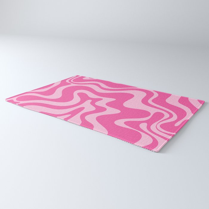 Retro Liquid Swirl Abstract Pattern in Y2K Pink on Pink Rug Gallery Image 3