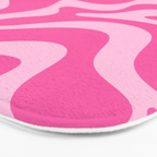 Retro Liquid Swirl Abstract Pattern in Y2K Pink on Pink Bath Mat Gallery Image 3