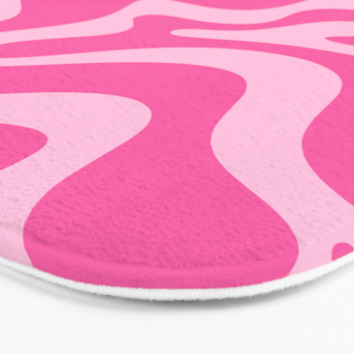 Retro Liquid Swirl Abstract Pattern in Y2K Pink on Pink Bath Mat Gallery Image 3