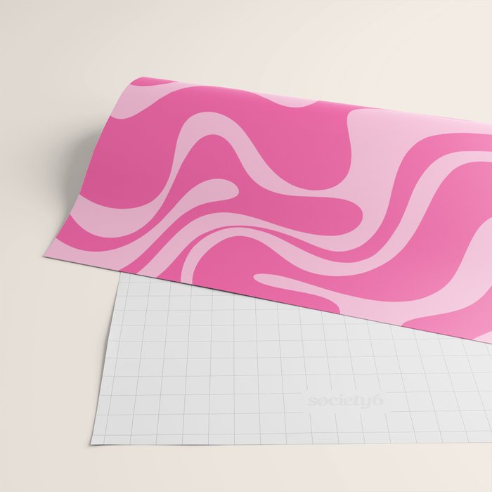 Retro Liquid Swirl Abstract Pattern in Y2K Pink on Pink Wrapping Paper Gallery Image 2
