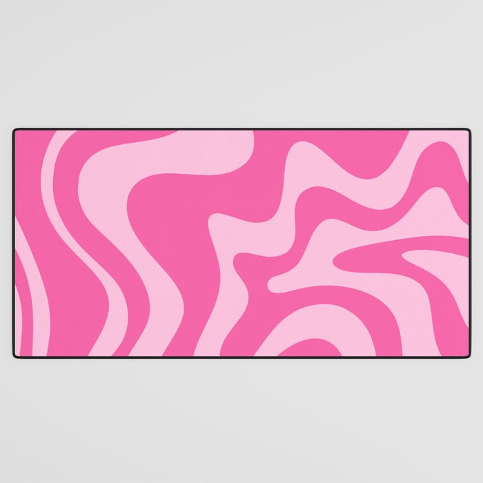 Retro Liquid Swirl Abstract Pattern in Y2K Pink on Pink Desk Mat Gallery Image 3