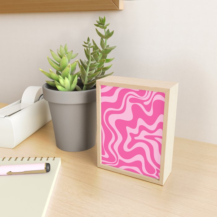 Retro Liquid Swirl Abstract Pattern in Y2K Pink on Pink Mini Art Print Gallery Image 2