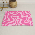 Retro Liquid Swirl Abstract Pattern in Y2K Pink on Pink Rug Gallery Image 1