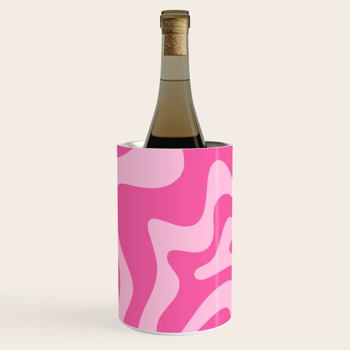 Retro Liquid Swirl Abstract Pattern in Y2K Pink on Pink Wine Chiller Gallery Image 1