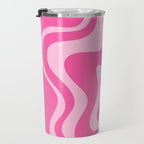Retro Liquid Swirl Abstract Pattern in Y2K Pink on Pink Travel Mug Gallery Image 3