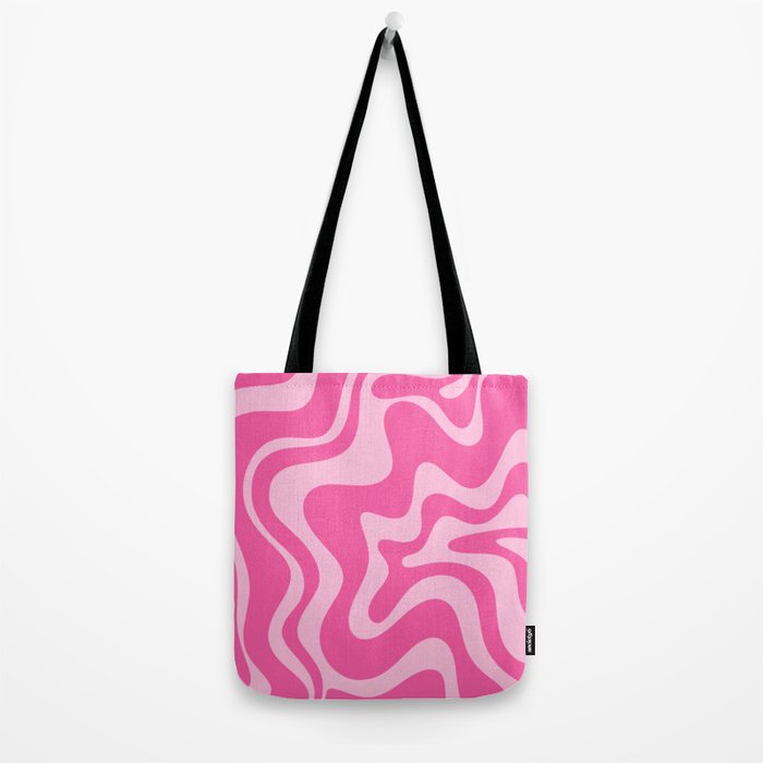 Retro Liquid Swirl Abstract Pattern in Y2K Pink on Pink Tote Bag Gallery Image 2