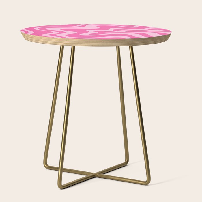 Retro Liquid Swirl Abstract Pattern in Y2K Pink on Pink Side Table Gallery Image 1