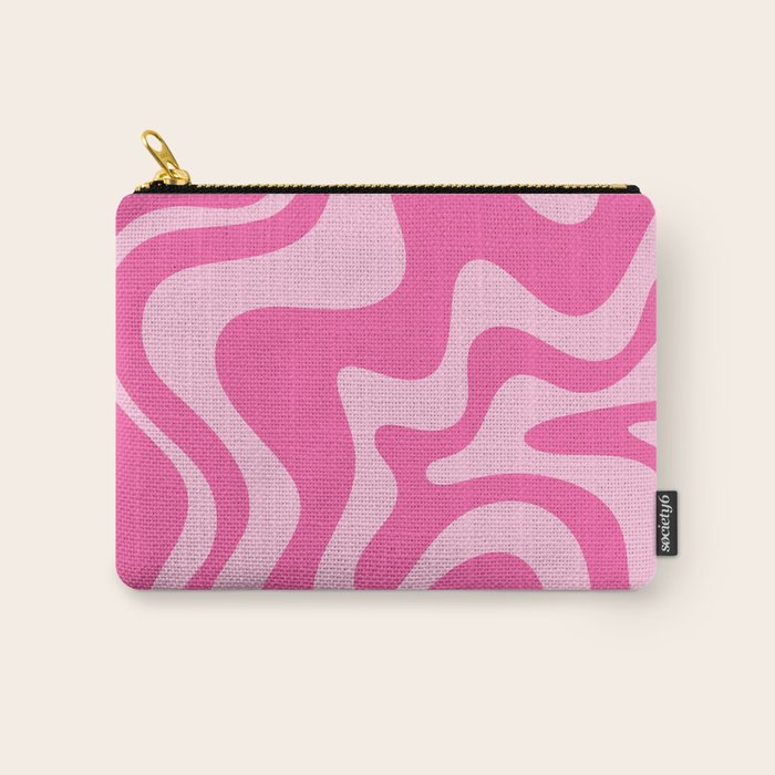 Retro Liquid Swirl Abstract Pattern in Y2K Pink on Pink Carry All Pouch Gallery Image 1