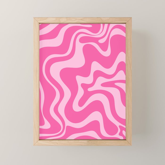 Retro Liquid Swirl Abstract Pattern in Y2K Pink on Pink Mini Art Print Gallery Image 1