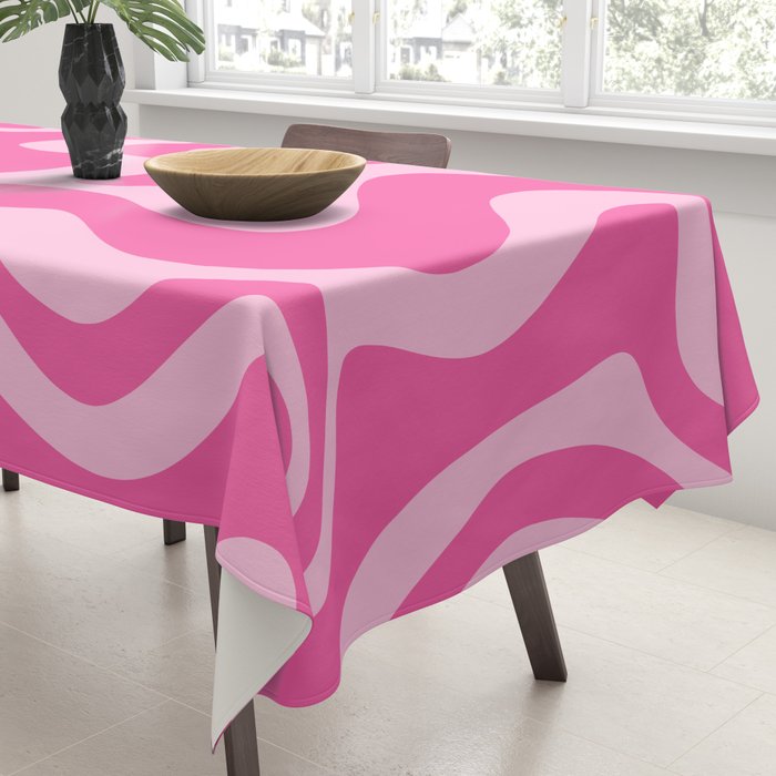 Retro Liquid Swirl Abstract Pattern in Y2K Pink on Pink Tablecloth Gallery Image 3
