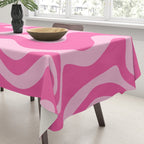 Retro Liquid Swirl Abstract Pattern in Y2K Pink on Pink Tablecloth Gallery Image 3