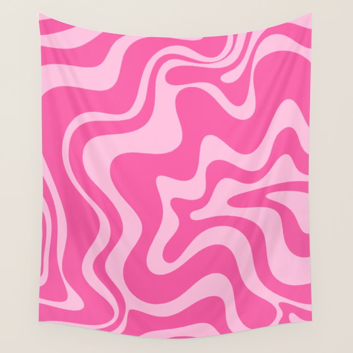 Retro Liquid Swirl Abstract Pattern in Y2K Pink on Pink Wall Tapestry Gallery Image 4