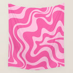 Retro Liquid Swirl Abstract Pattern in Y2K Pink on Pink Wall Tapestry Gallery Image 4