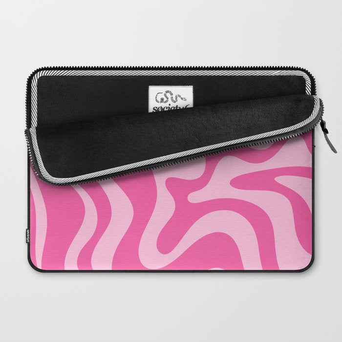 Retro Liquid Swirl Abstract Pattern in Y2K Pink on Pink Laptop Sleeve Gallery Image 2