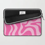 Retro Liquid Swirl Abstract Pattern in Y2K Pink on Pink Laptop Sleeve Gallery Image 2
