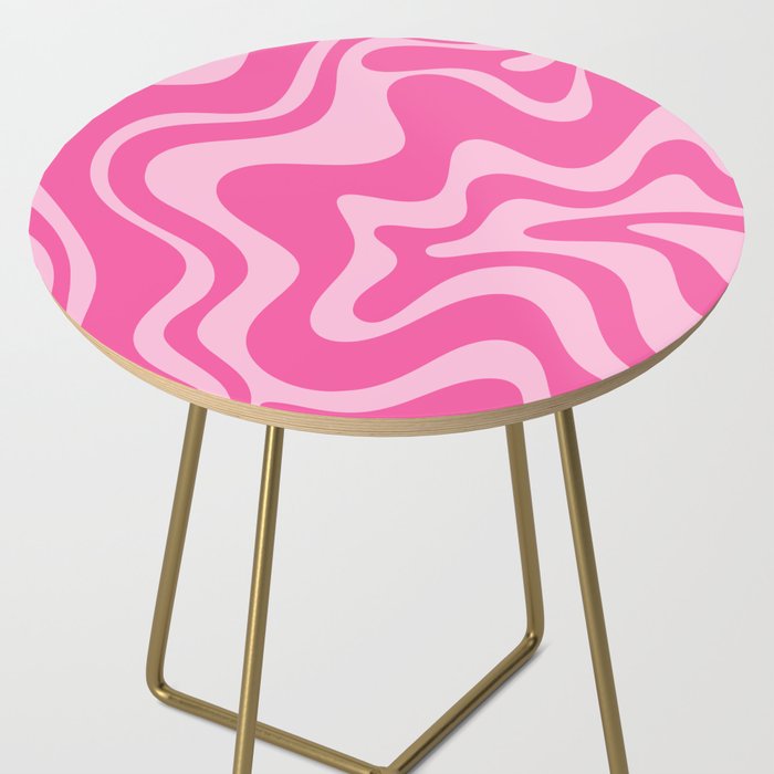 Retro Liquid Swirl Abstract Pattern in Y2K Pink on Pink Side Table Gallery Image 2