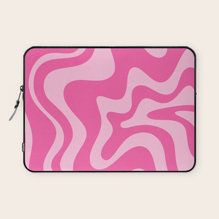 Retro Liquid Swirl Abstract Pattern in Y2K Pink on Pink Laptop Sleeve Gallery Image 1