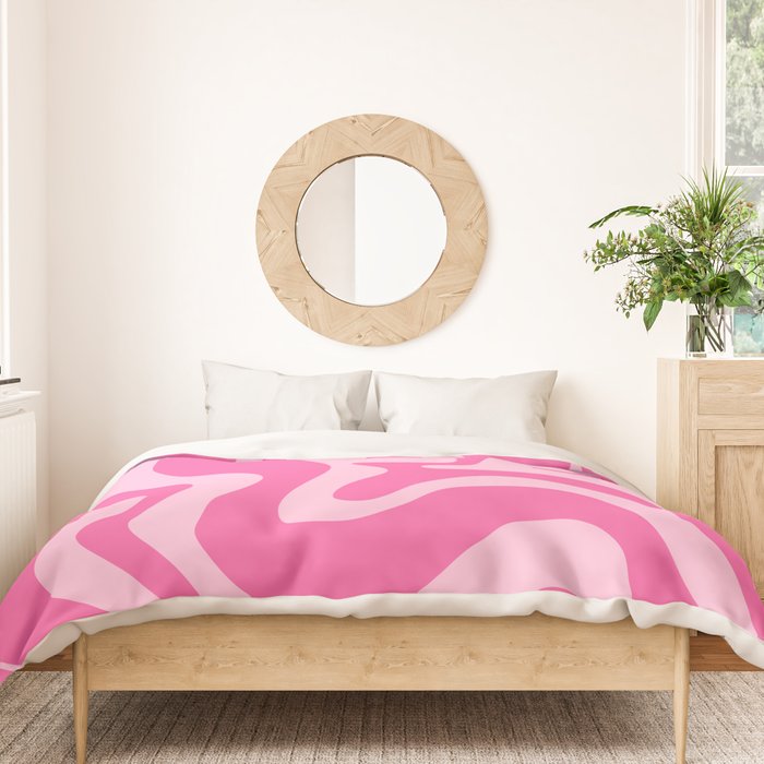 Retro Liquid Swirl Abstract Pattern in Y2K Pink on Pink Duvet Cover Gallery Image 3