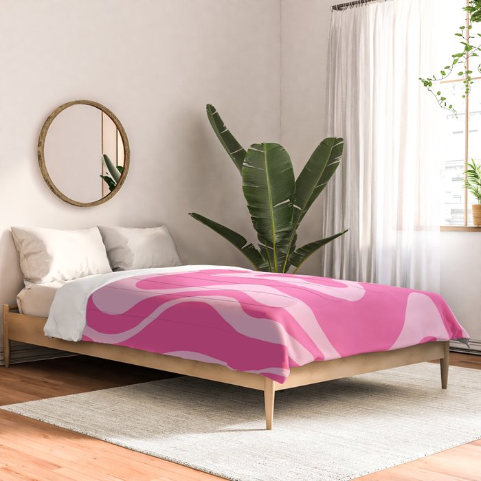 Retro Liquid Swirl Abstract Pattern in Y2K Pink on Pink Comforter Gallery Image 2