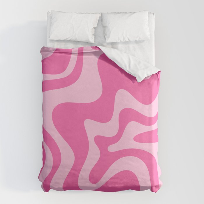 Retro Liquid Swirl Abstract Pattern in Y2K Pink on Pink Duvet Cover Gallery Image 6