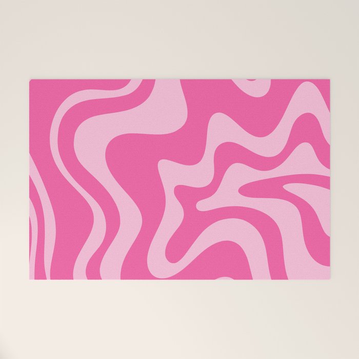 Retro Liquid Swirl Abstract Pattern in Y2K Pink on Pink Welcome Mat Gallery Image 1