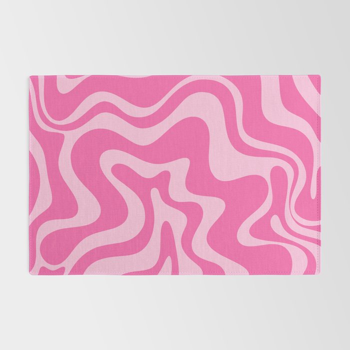 Retro Liquid Swirl Abstract Pattern in Y2K Pink on Pink Rug Gallery Image 2