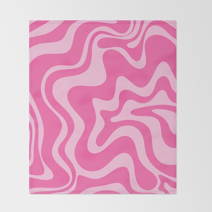 Retro Liquid Swirl Abstract Pattern in Y2K Pink on Pink Throw Blanket Gallery Image 2