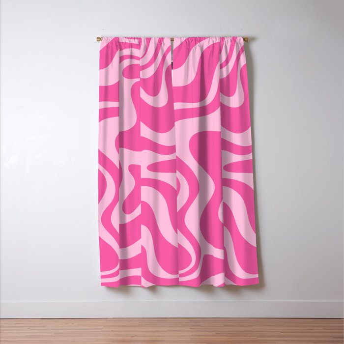 Retro Liquid Swirl Abstract Pattern in Y2K Pink on Pink Window Curtain Gallery Image 3