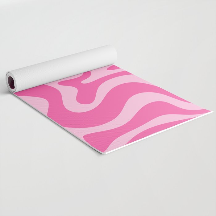 Retro Liquid Swirl Abstract Pattern in Y2K Pink on Pink Yoga Mat Gallery Image 2
