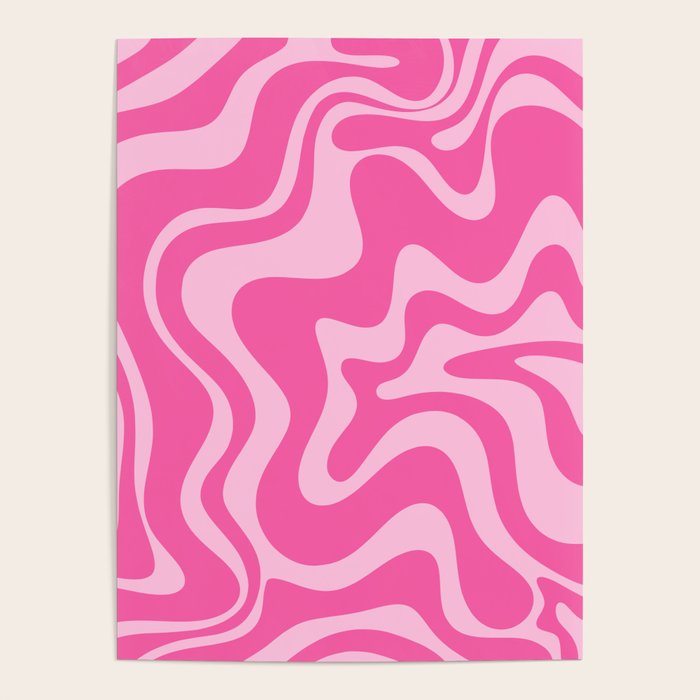 Retro Liquid Swirl Abstract Pattern in Y2K Pink on Pink Poster Gallery Image 4