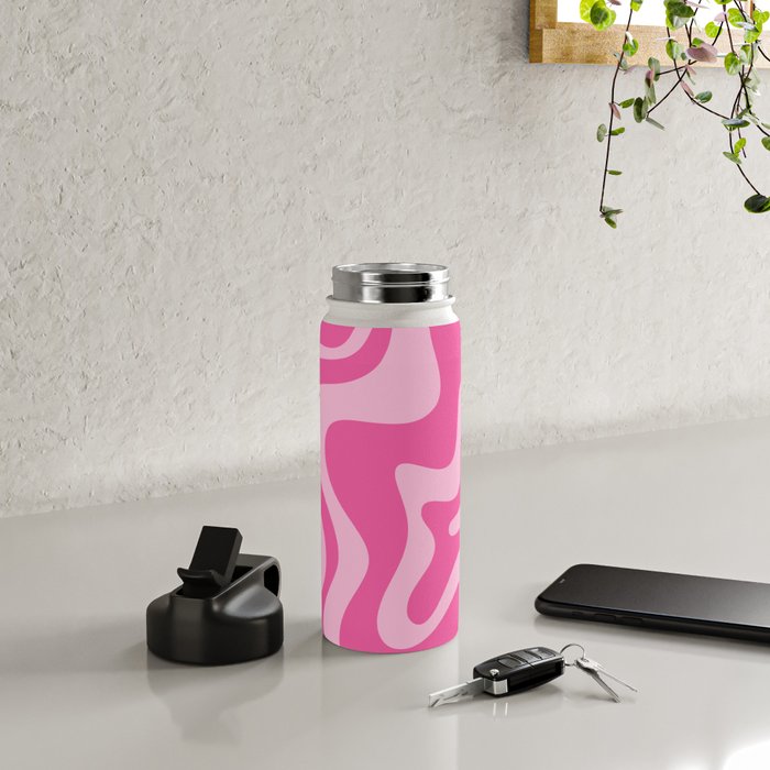 Retro Liquid Swirl Abstract Pattern in Y2K Pink on Pink Water Bottle Gallery Image 4
