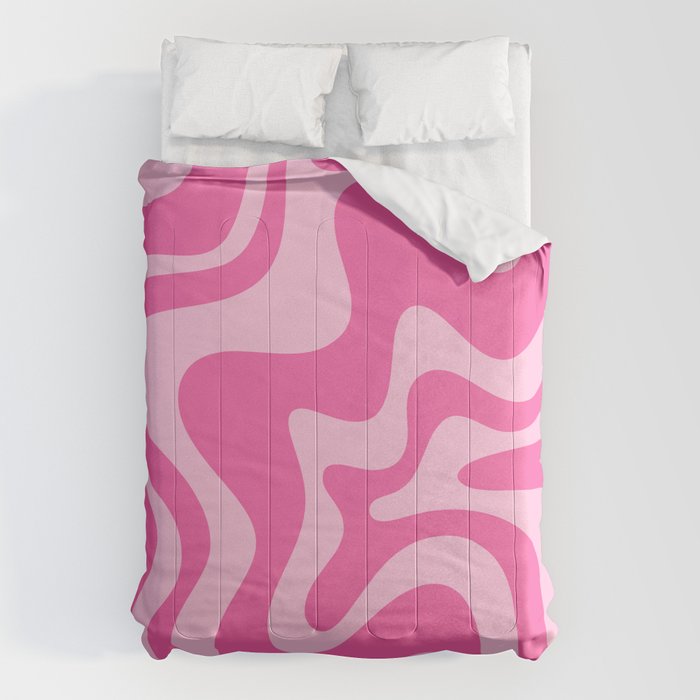 Retro Liquid Swirl Abstract Pattern in Y2K Pink on Pink Comforter Gallery Image 6