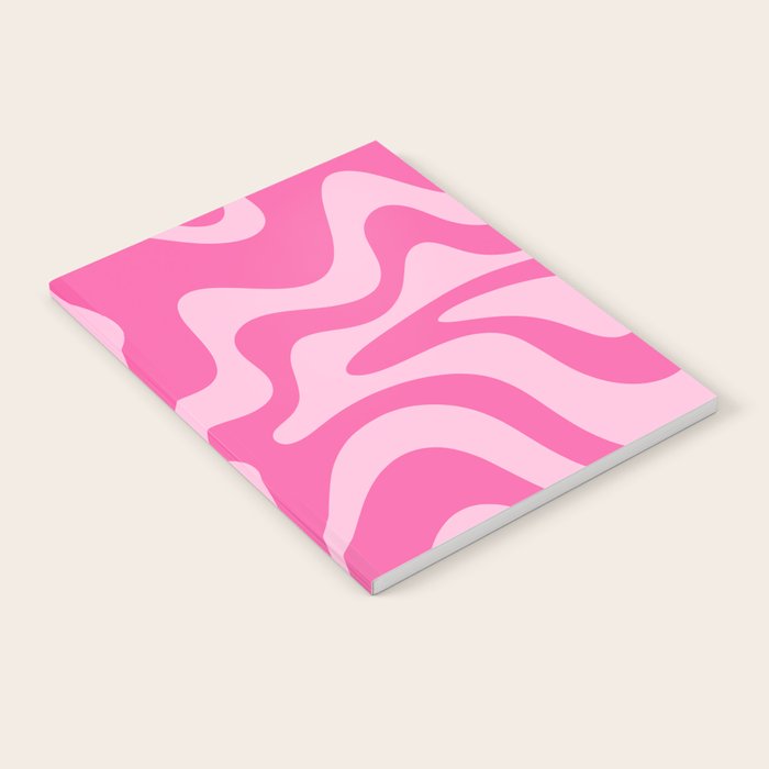 Retro Liquid Swirl Abstract Pattern in Y2K Pink on Pink Notebook Gallery Image 2