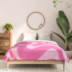 Retro Liquid Swirl Abstract Pattern in Y2K Pink on Pink Comforter Gallery Image 3