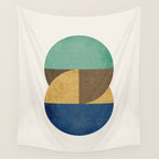 Circle color pieces abstract geometric Wall Tapestry Gallery Image 4