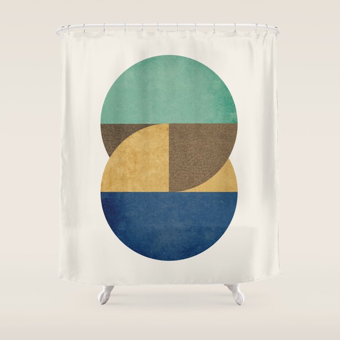 Circle color pieces abstract geometric Shower Curtain Gallery Image 1
