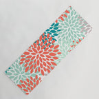 Floral Pattern, Orange, Teal, Mint Green, Flower Print Yoga Mat Gallery Image 1