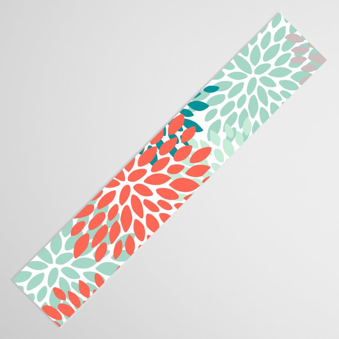 Floral Pattern, Orange, Teal, Mint Green, Flower Print Table Runner Gallery Image 3