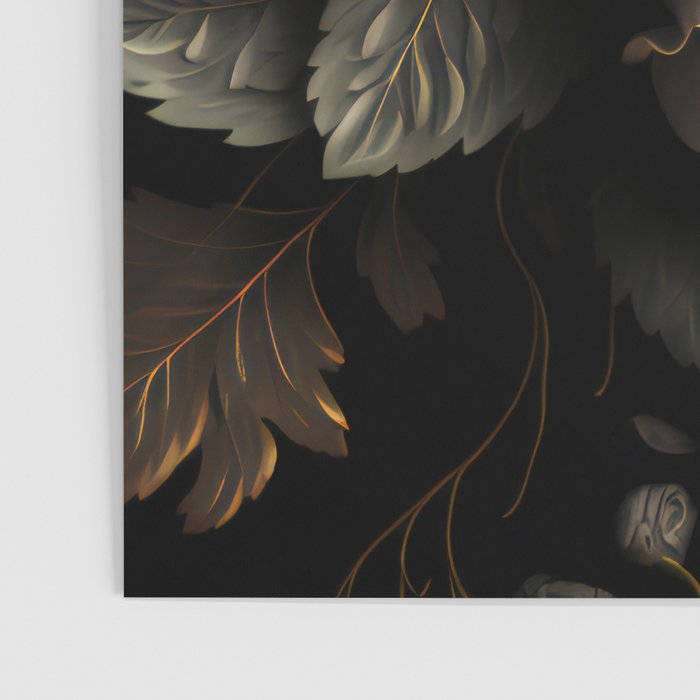 Victorian Cameo and Dark Floral Print Poster Gallery Image 3