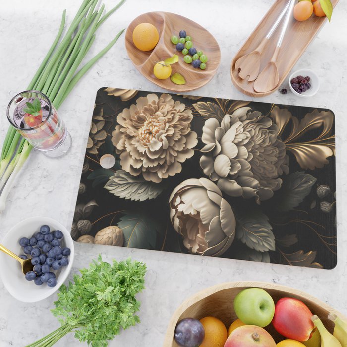 Victorian Cameo and Dark Floral Print Cutting Board Gallery Image 2