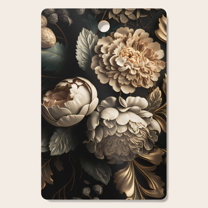 Victorian Cameo and Dark Floral Print Cutting Board Gallery Image 1