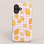 Lemons on Pastel Baby Pink Gingham iPhone Case Gallery Image 1