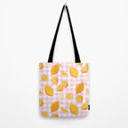 Lemons on Pastel Baby Pink Gingham Tote Bag Gallery Image 2